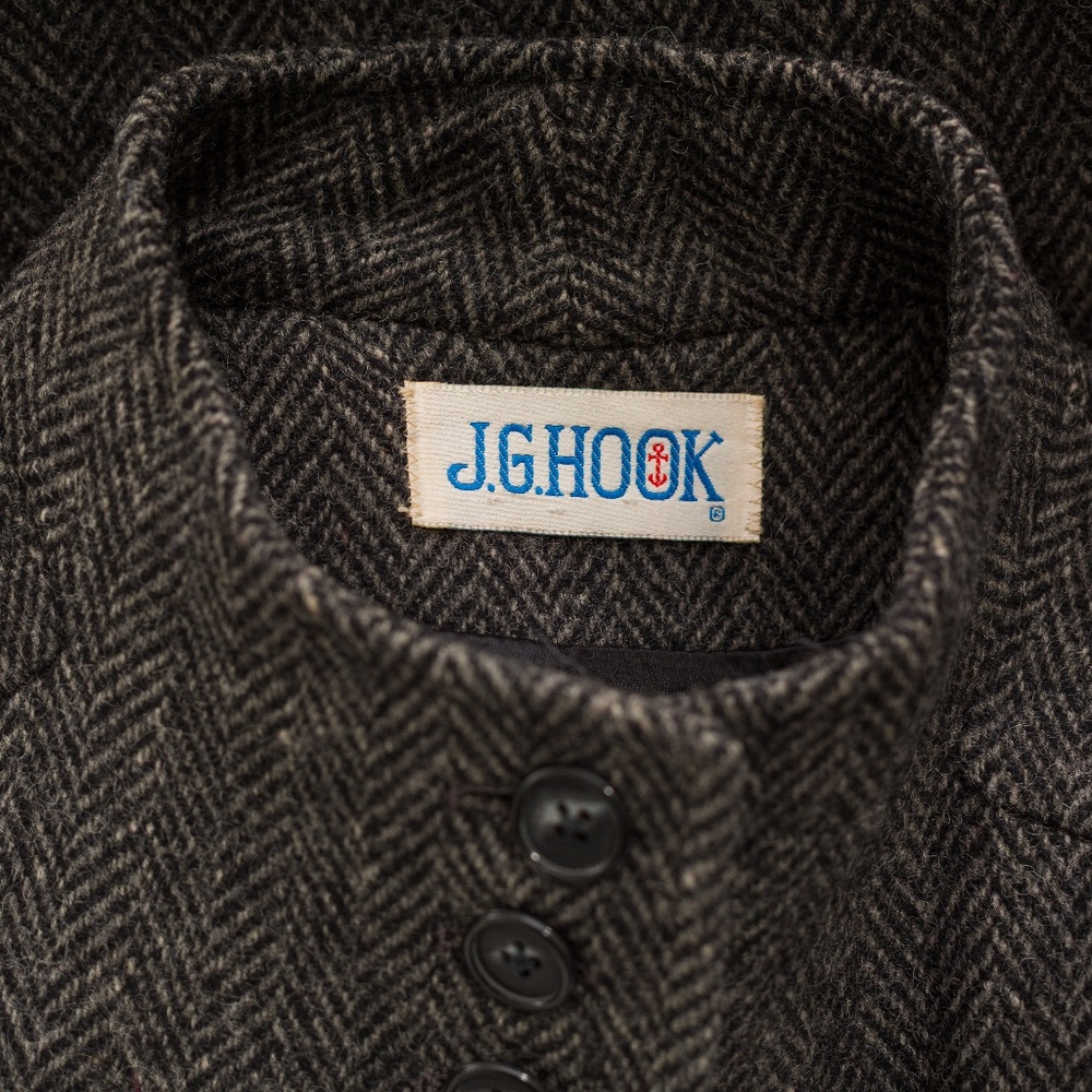 Vintage 100% pure wool full length coat herringbone tweed J.G Hook M - Picture 14 of 16
